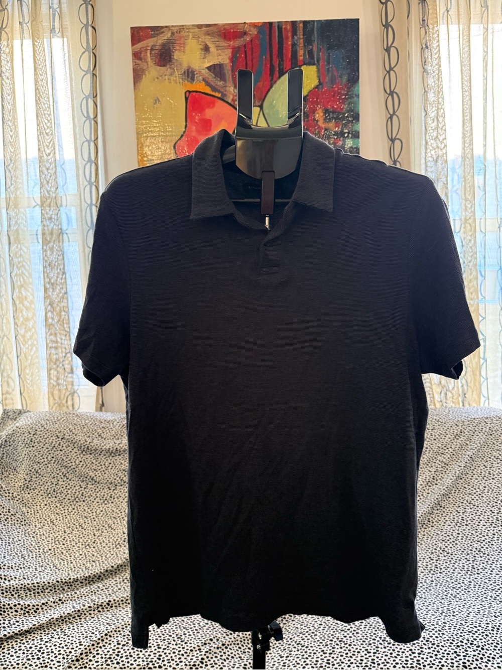 Banana Republic Black Striped Men's Polo Shirt